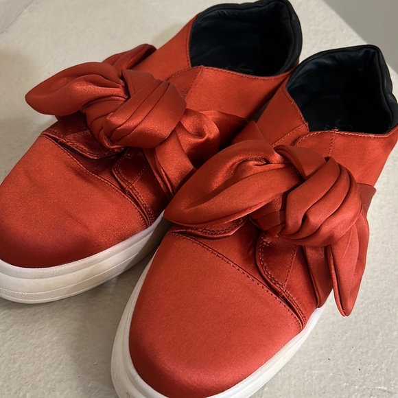 Shellys London Edgar Orange‎ Satin Platform Bow 8 - Picture 5 of 5